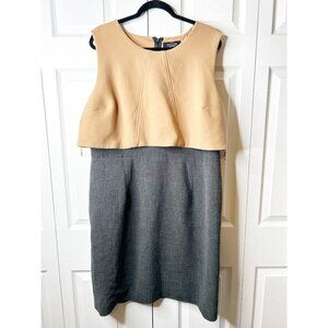 Toccin Camel Tan Grey Popover Layered Sleeveless Sheath Dress Women's Size 20